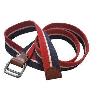 Brooks Brothers Red, White, Blue Striped Woven Cotton Belt, Sz XL (51.5")